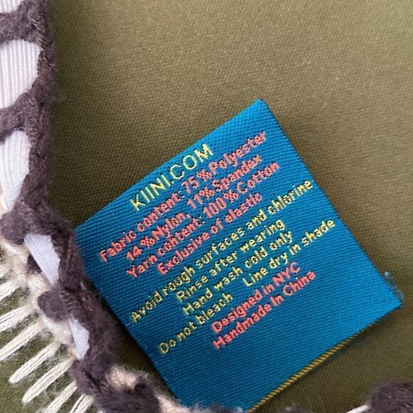 Kiini  Wren Swimsuit Scoop Back Maillot Crochet One Piece High Cut Olive Green S - Picture 13 of 16